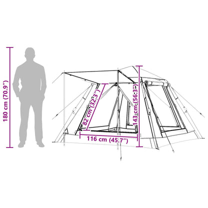 vidaXL Instant Tent with Rainfly 3-Person Quick-Release 3-Person Green - 205 x 205 x 143 cm