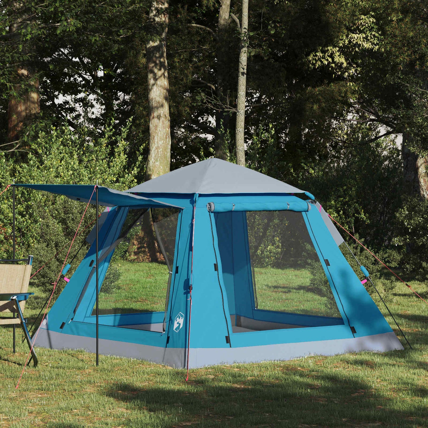 vidaXL Instant Tent with Rainfly 3-Person Quick-Release 3-Person Blue - 205 x 205 x 143 cm