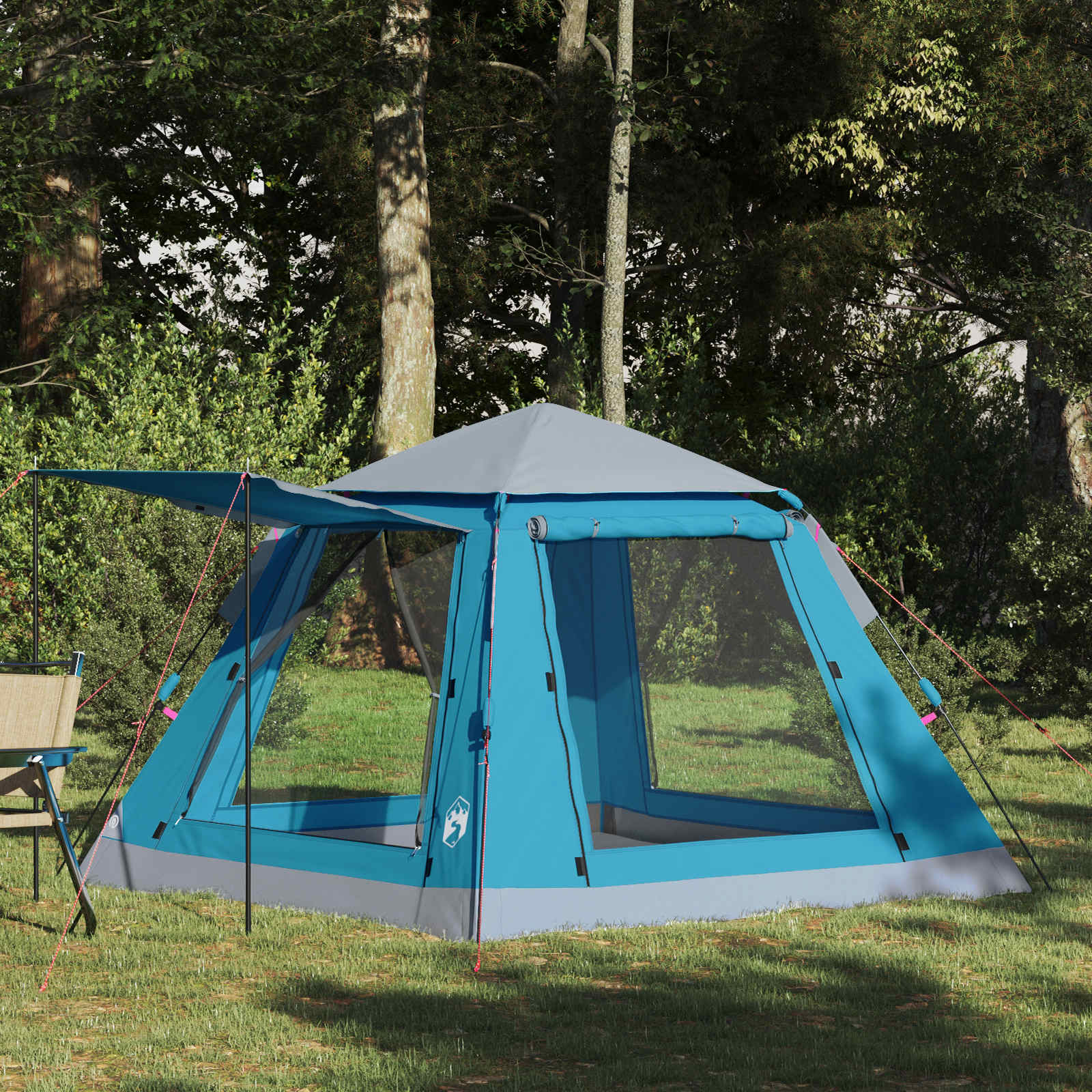 vidaXL Instant Tent with Rainfly 3-Person Quick-Release 3-Person Blue - 205 x 205 x 143 cm
