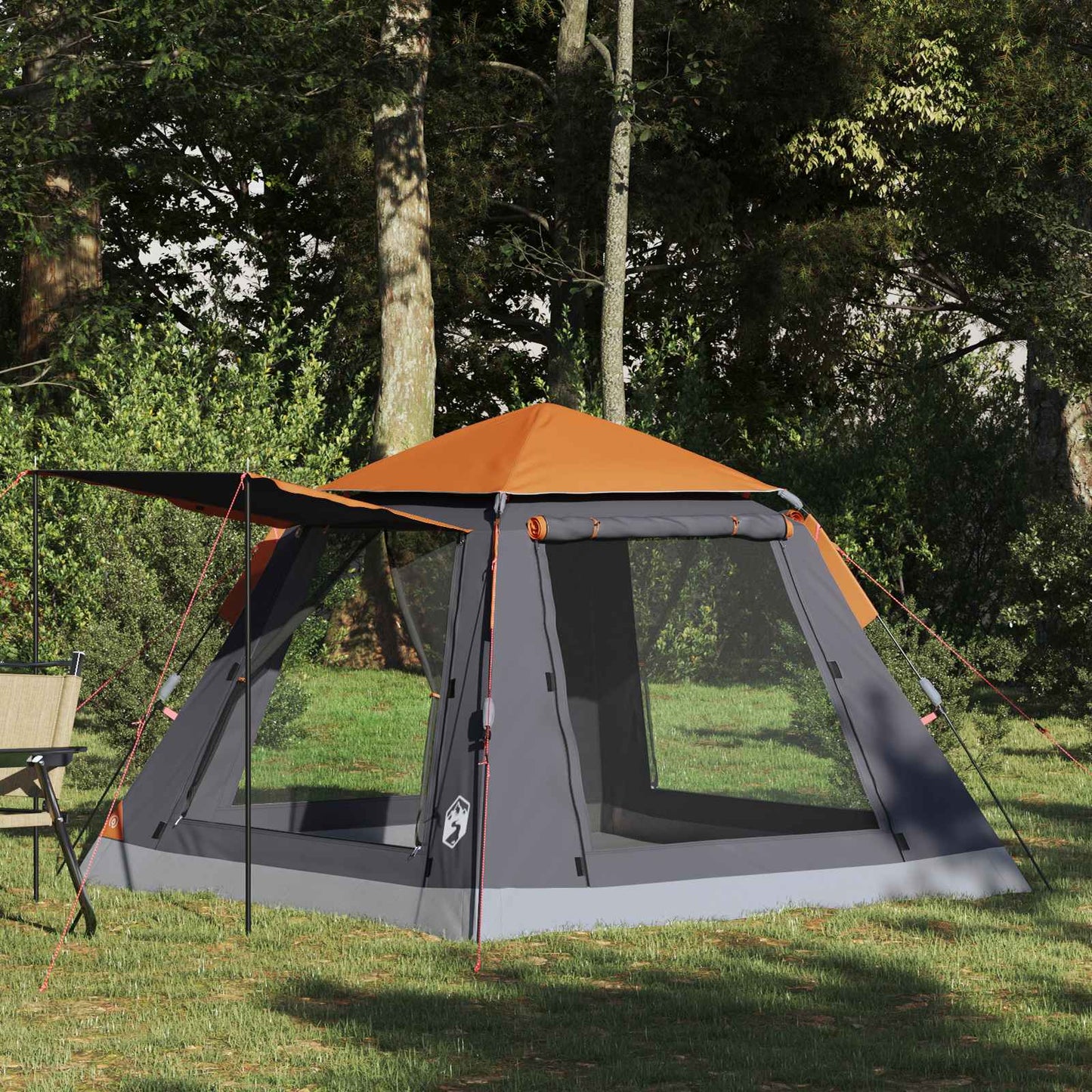 vidaXL Instant Tent with Rainfly 3-Person Quick-Release 3-Person - Grey - 205 x 205 x 143 cm