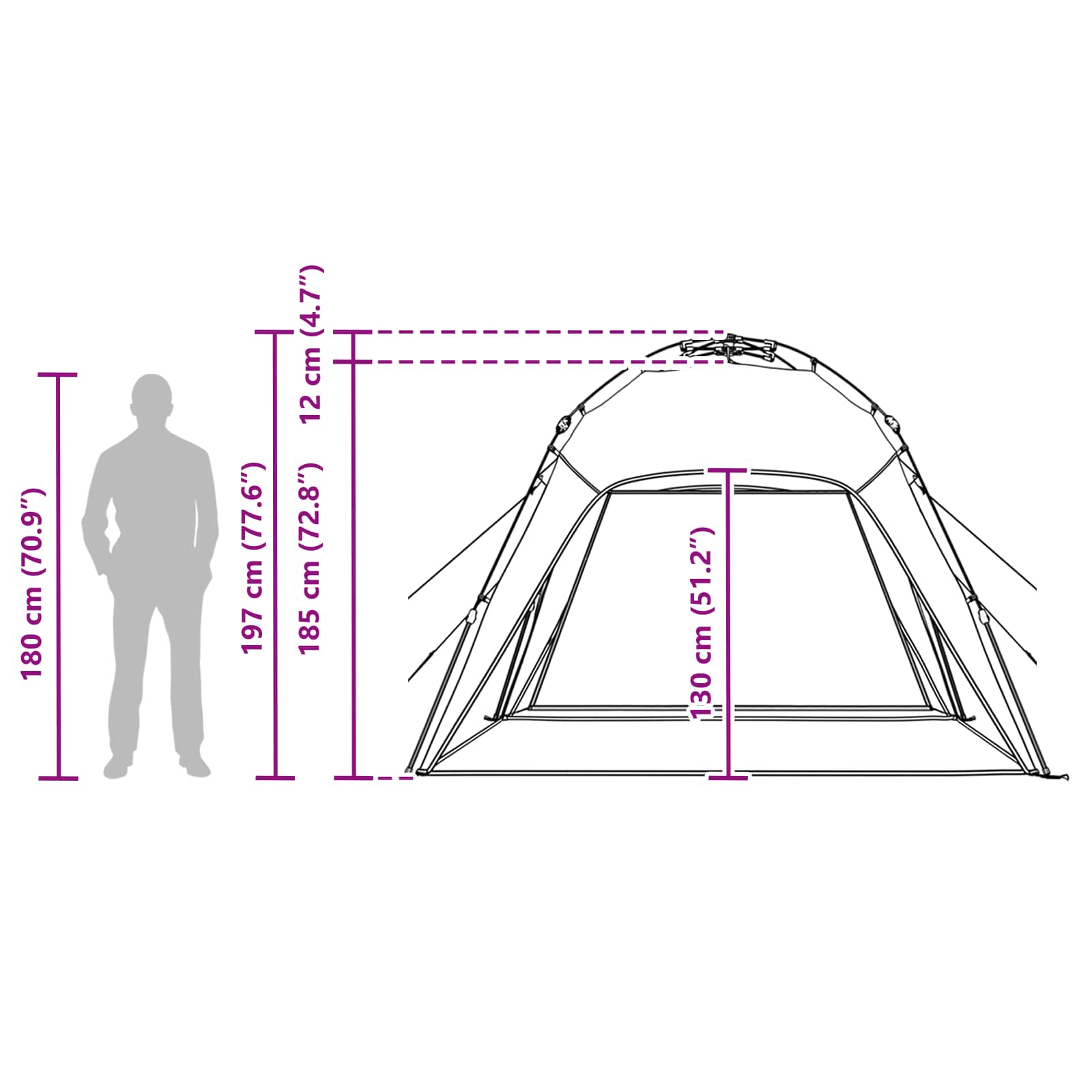 vidaXL Instant Tent 4-Person Quick-Release 4-Person Azure Blue - Green - 260 x 260 x 197 cm