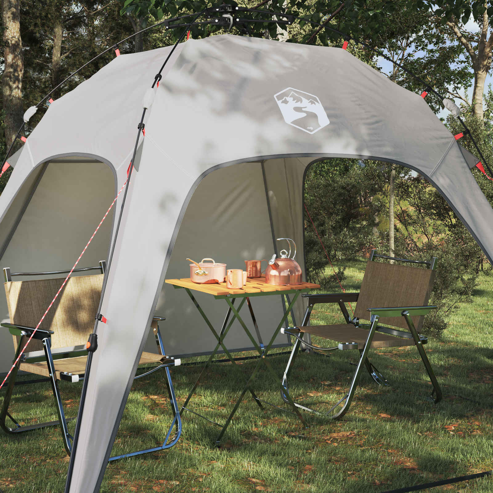 vidaXL Instant Tent 4-Person Quick-Release 4-Person Grey - 260 x 260 x 197 cm