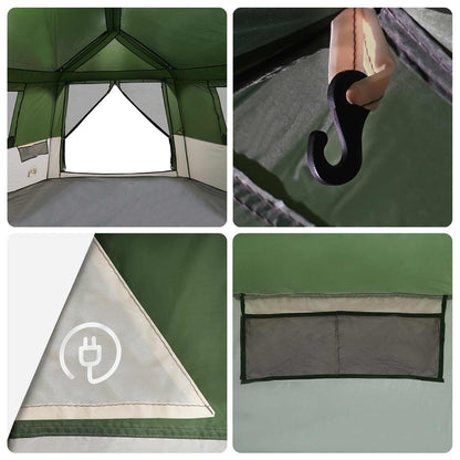 vidaXL Instant Tent with Rainfly 12-Person Quick-Release Green - 458 x 458 x 230 cm