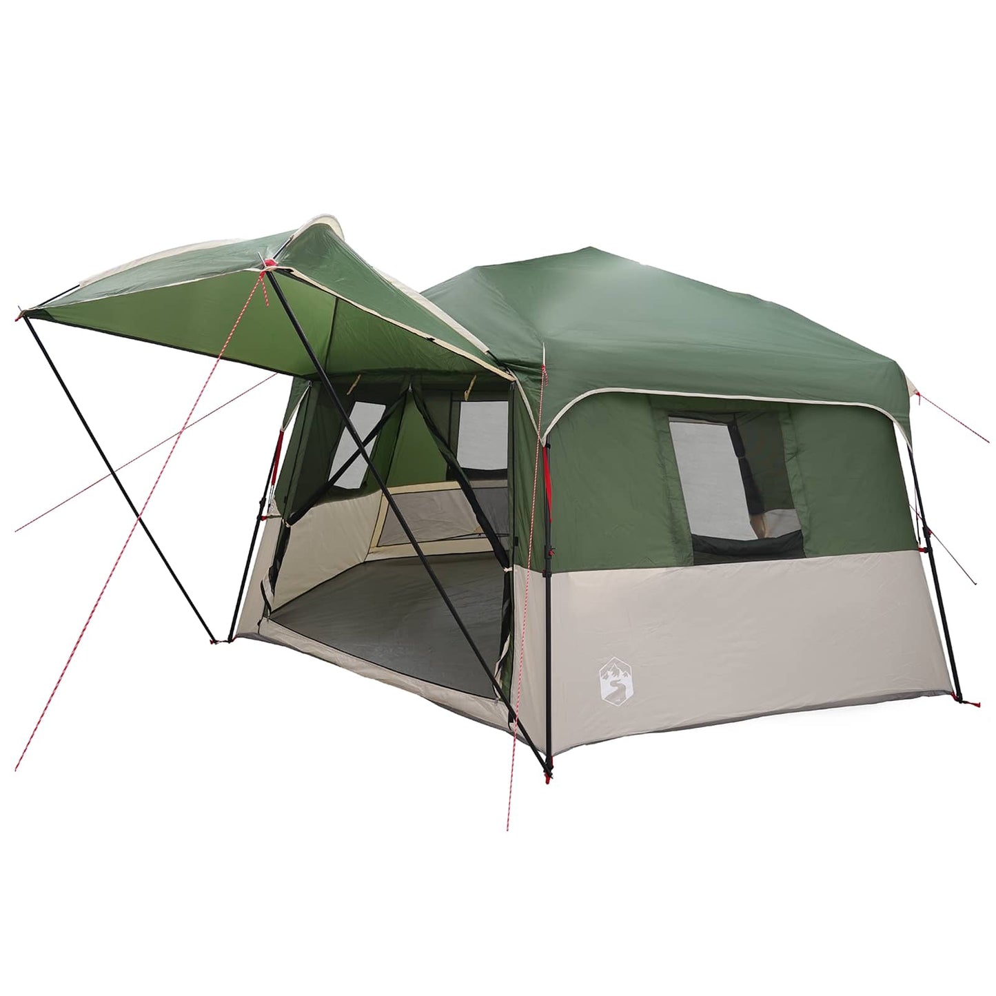 vidaXL Instant Tent with Rainfly 12-Person Quick-Release Green - 458 x 458 x 230 cm