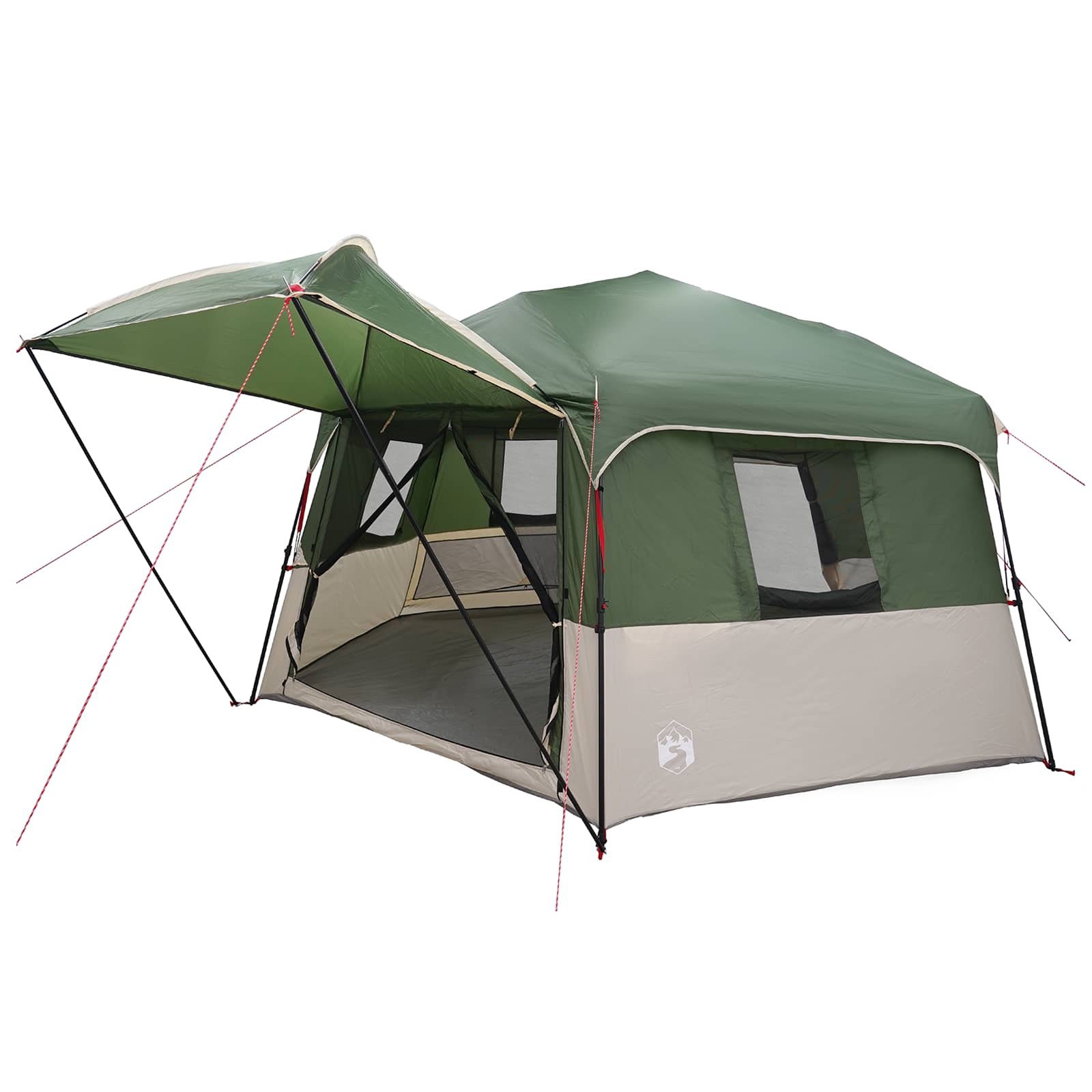 vidaXL Instant Tent with Rainfly 12-Person Quick-Release Green - 458 x 458 x 230 cm