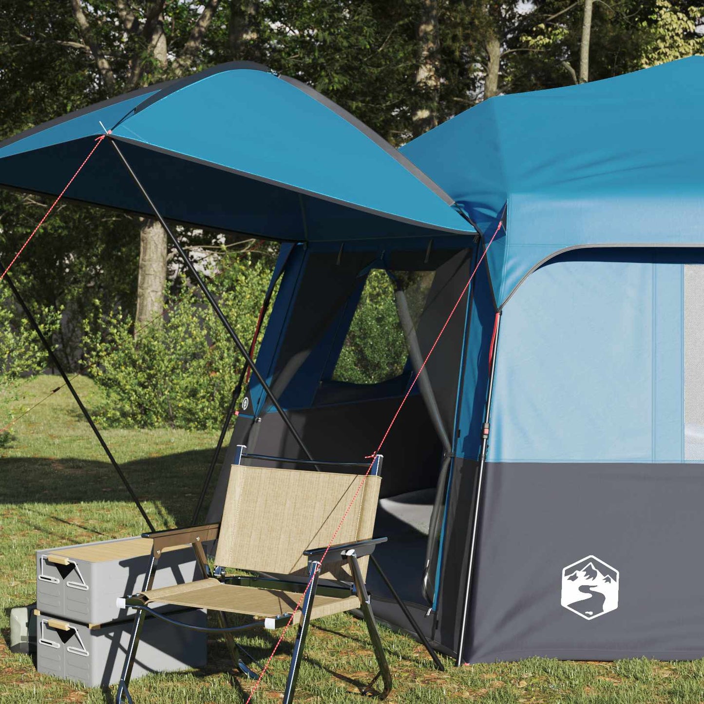 vidaXL Instant Tent with Rainfly 12-Person Quick-Release Blue - 458 x 458 x 230 cm