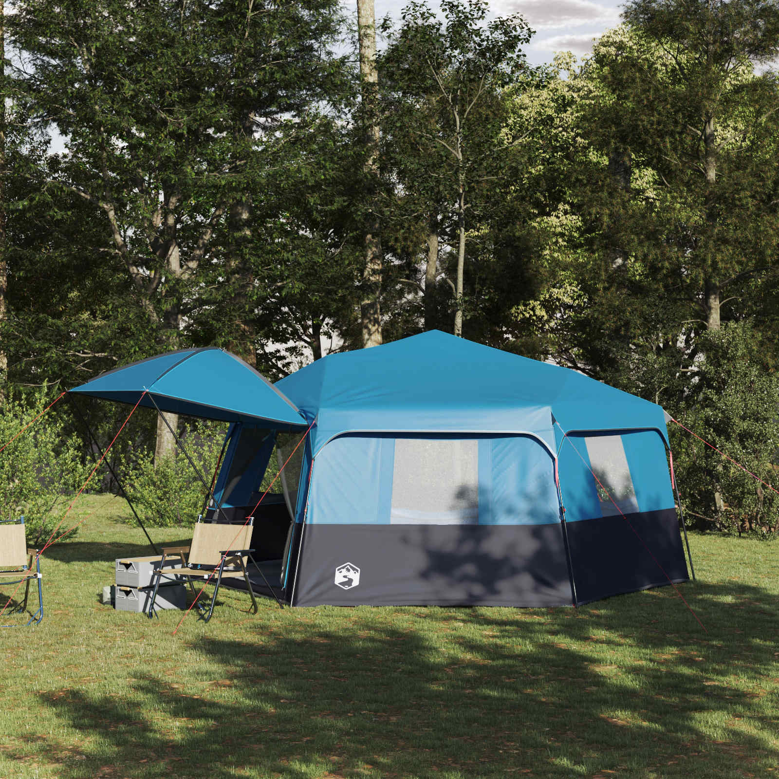 vidaXL Instant Tent with Rainfly 12-Person Quick-Release Blue - 458 x 458 x 230 cm