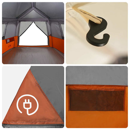 vidaXL Instant Tent with Rainfly 12-Person Quick-Release with Roof - Grey - 458 x 458 x 230 cm