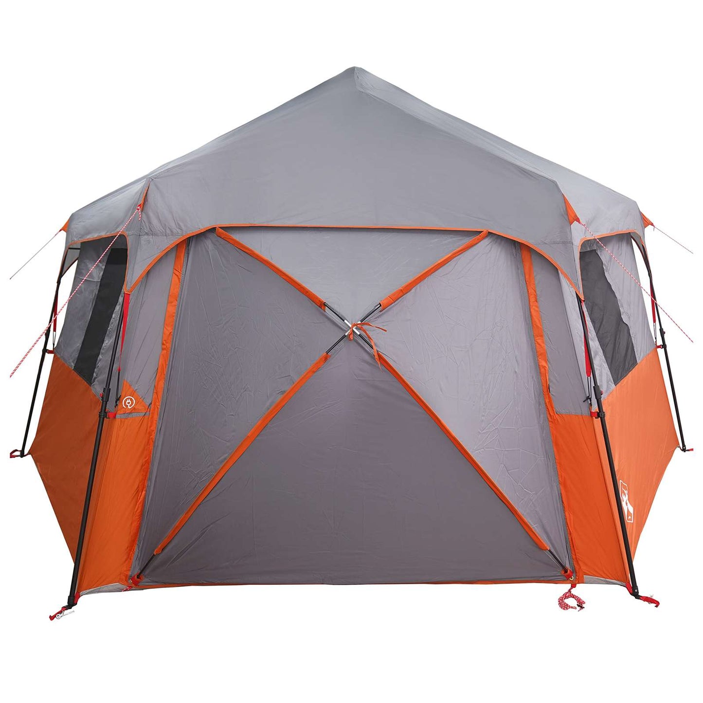 vidaXL Instant Tent with Rainfly 12-Person Quick-Release with Roof - Grey - 458 x 458 x 230 cm