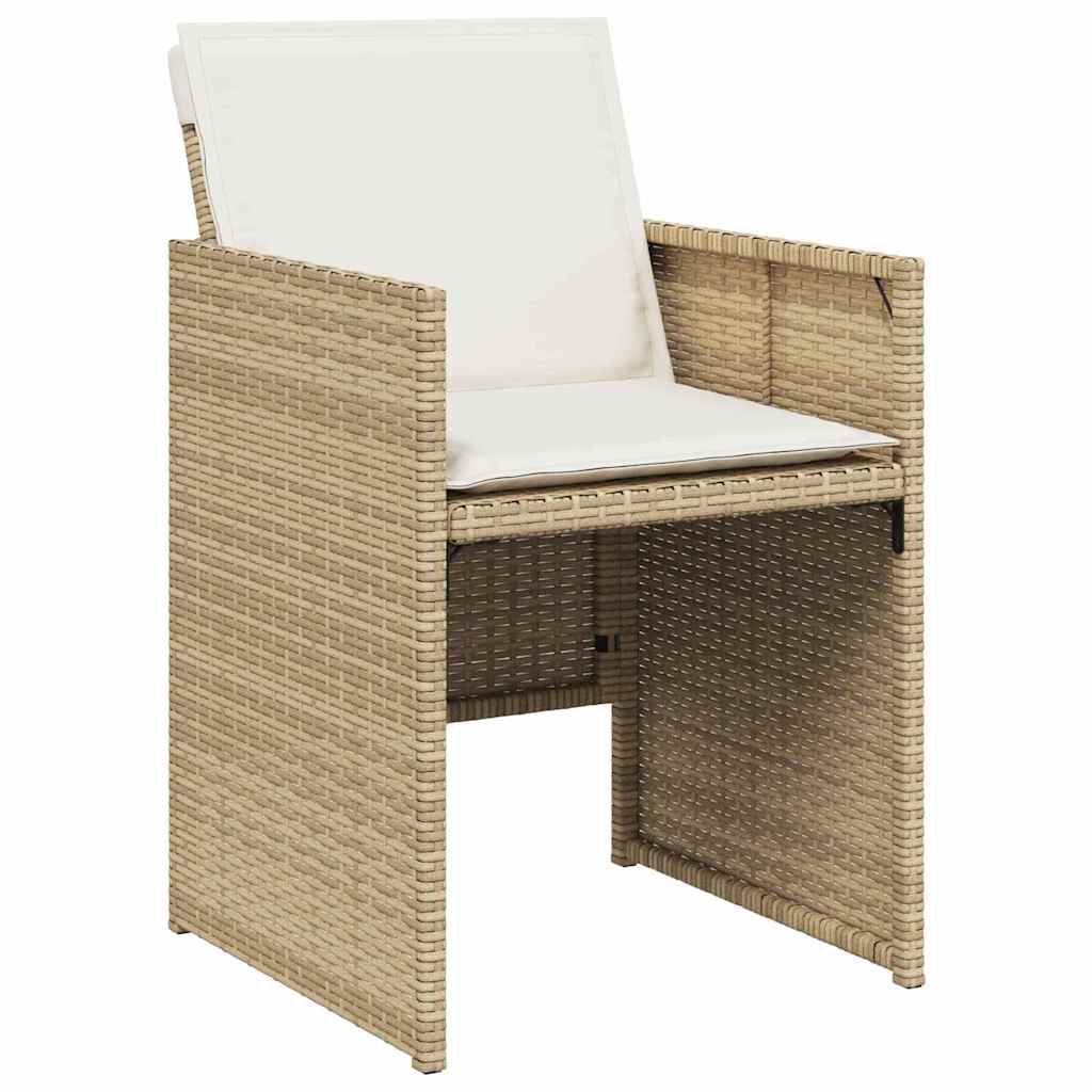 vidaXL Garden Dining Set 9 pcs Beige Poly Rattan