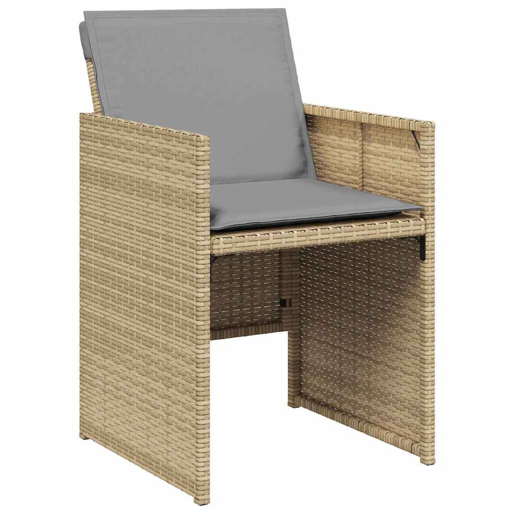 vidaXL Garden Dining Set 9 pcs Beige Poly Rattan