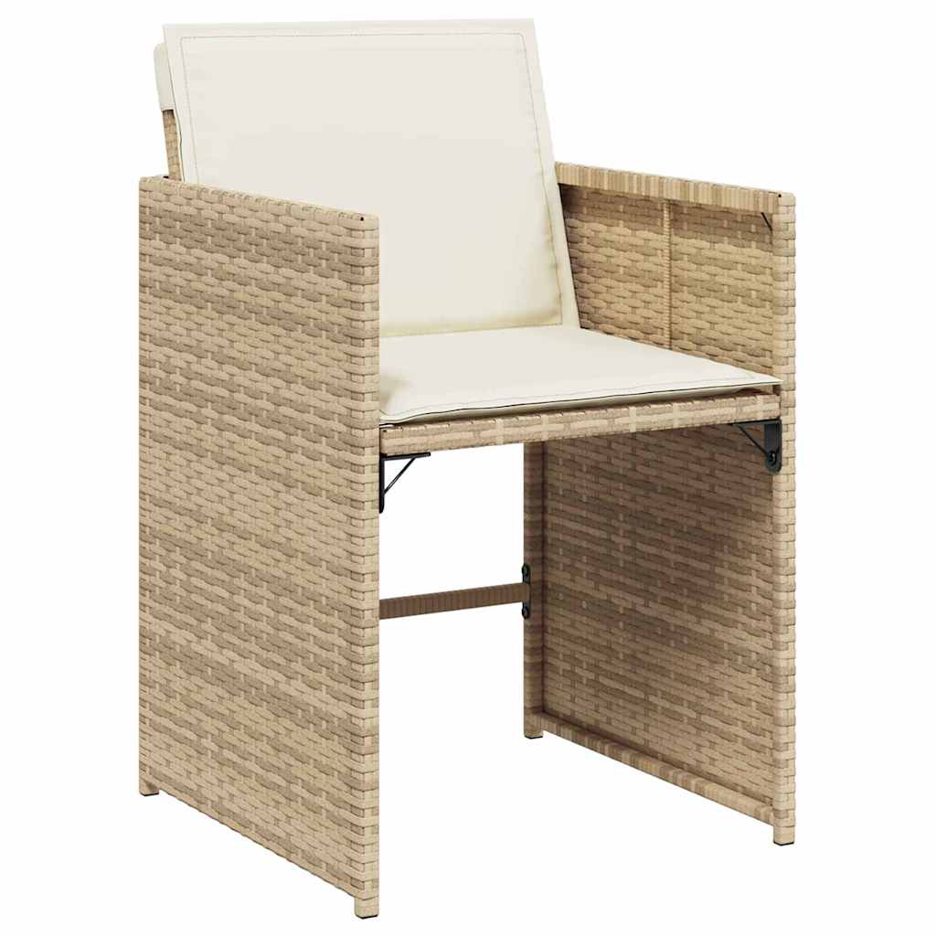 vidaXL Garden Dining Set 9 pcs Beige Poly Rattan