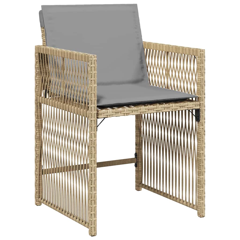 vidaXL Garden Dining Set 9 pcs Beige Poly Rattan
