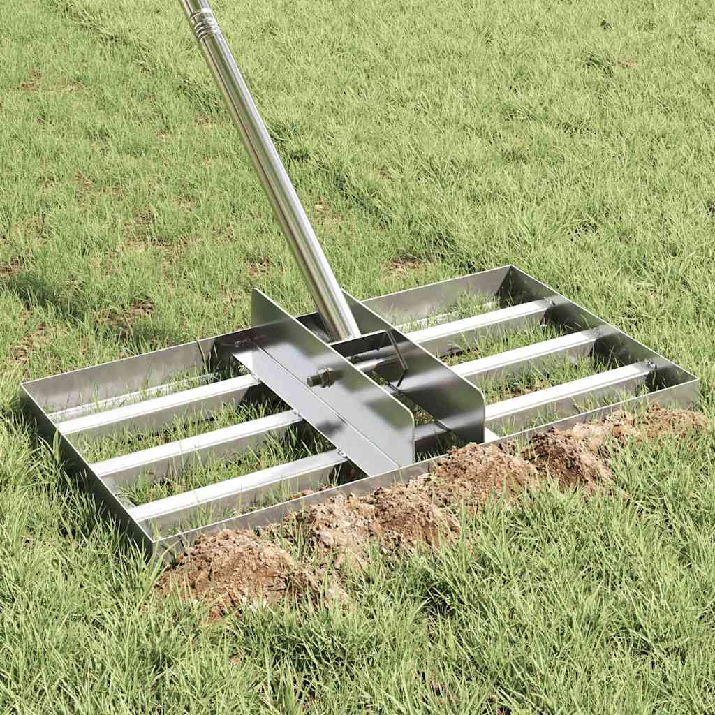 vidaXL Garden Leveling Rake Silver 45 x 25 x 200 cm Stainless Steel