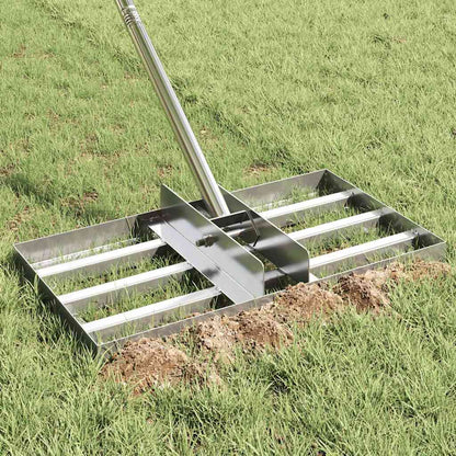 vidaXL Garden Leveling Rake Silver 45 x 25 x 200 cm Stainless Steel