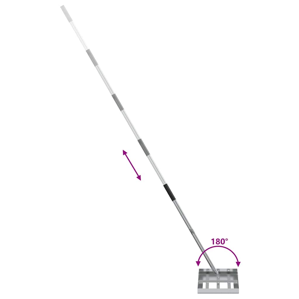 vidaXL Garden Leveling Rake Silver 45 x 25 x 200 cm Stainless Steel