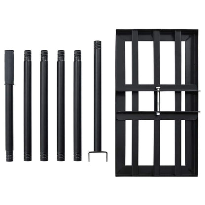 vidaXL Garden Leveling Rake Black 45 x 25 x 200 cm Powder-Coated Steel