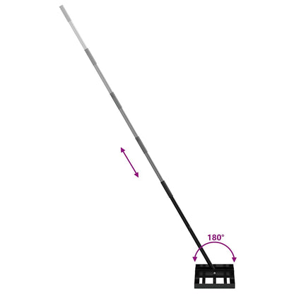 vidaXL Garden Leveling Rake Black 45 x 25 x 200 cm Powder-Coated Steel