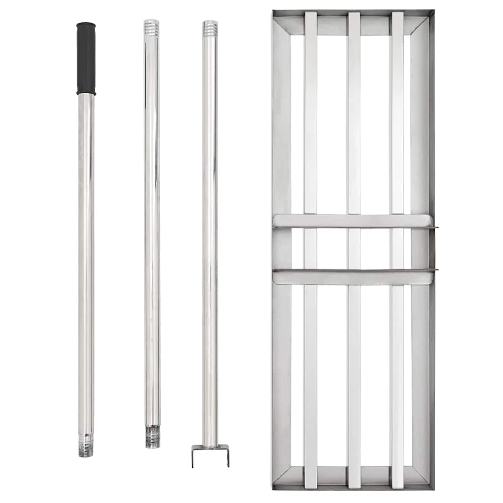 vidaXL Garden Leveling Rake Silver 75 x 25 x 200 cm Stainless Steel