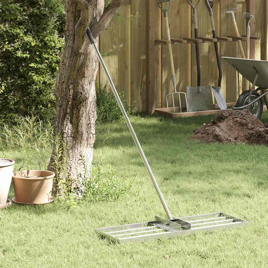vidaXL Garden Leveling Rake Silver 75 x 25 x 200 cm Stainless Steel