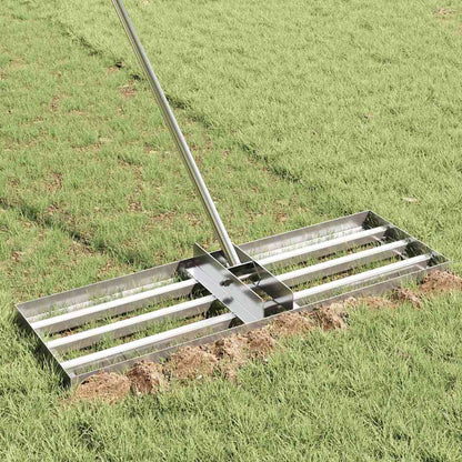 vidaXL Garden Leveling Rake Silver 75 x 25 x 6 cm Stainless Steel
