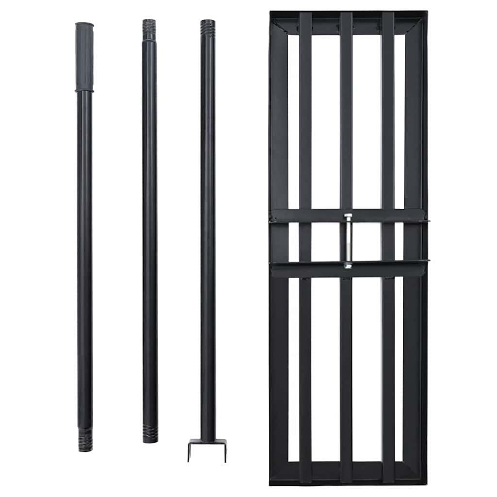 vidaXL Garden Leveling Rake Black 75 x 25 x 200 cm Powder-Coated Steel