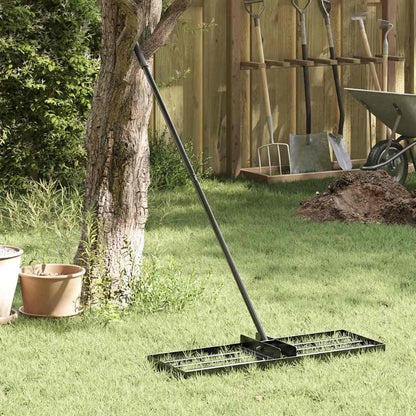 vidaXL Garden Leveling Rake Black 75 x 25 x 200 cm Powder-Coated Steel