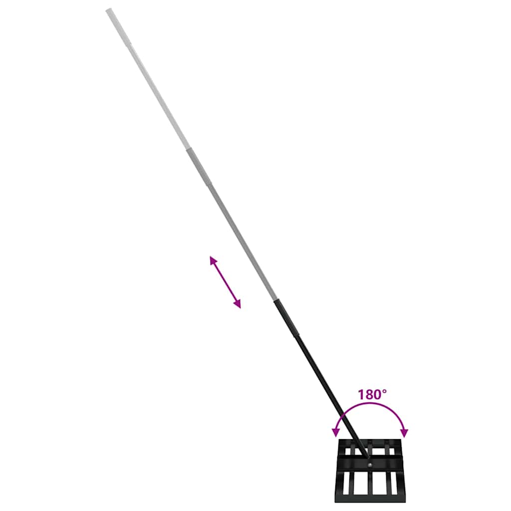 vidaXL Garden Leveling Rake Black 75 x 25 x 200 cm Powder-Coated Steel