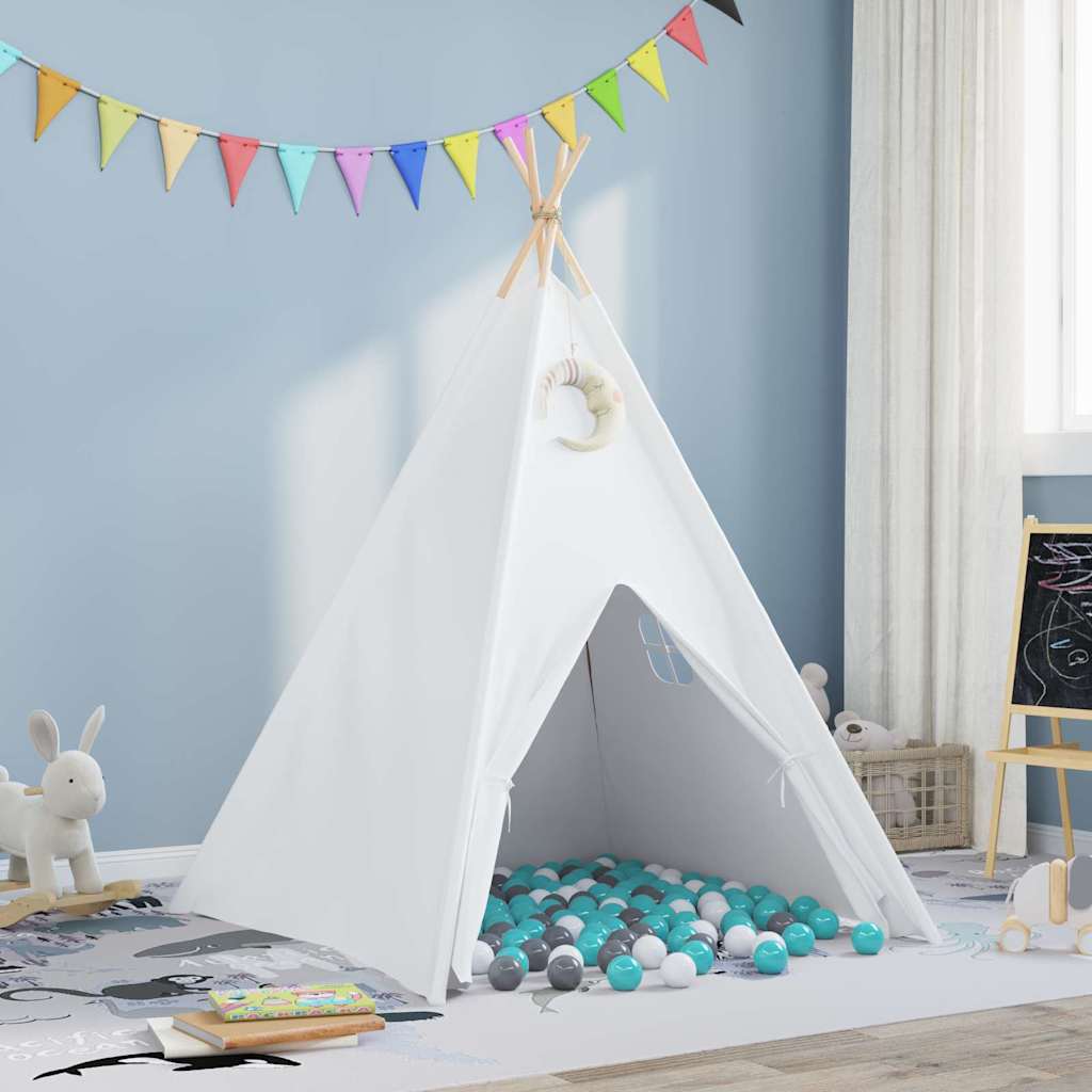 vidaXL Teepee Tent White 120 x 120 x 150 cm Fabric and Plastic - 33904