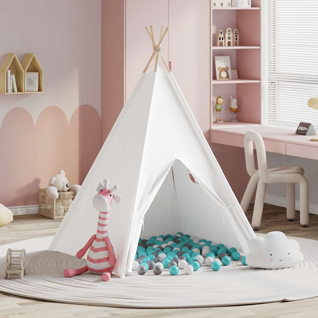 vidaXL Teepee Tent White 120 x 120 x 150 cm Fabric and Plastic - 33904