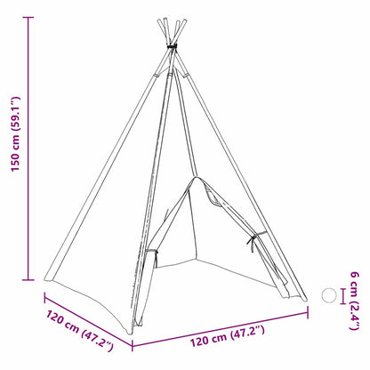 vidaXL Teepee Tent White 120 x 120 x 150 cm Fabric and Plastic - 33904
