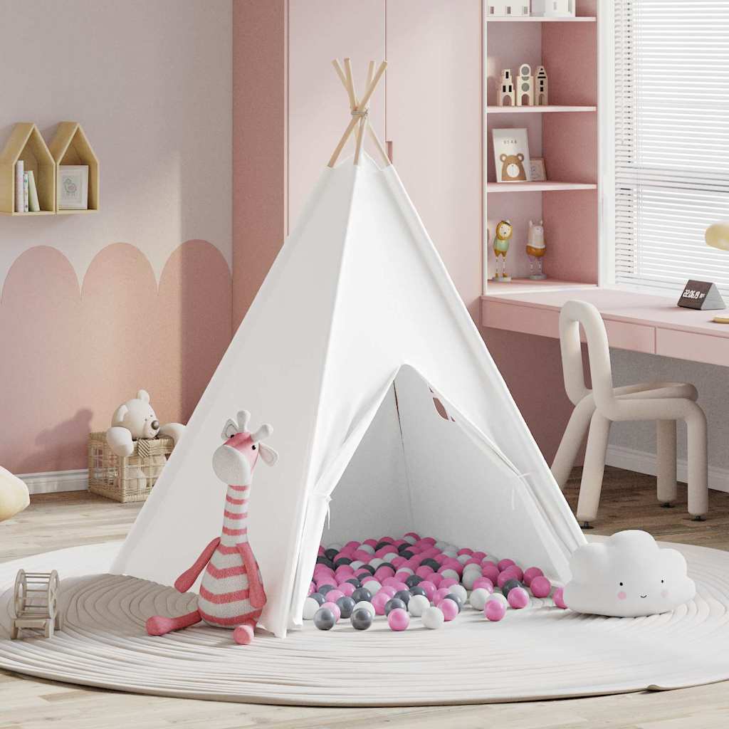 vidaXL Teepee Tent White 120 x 120 x 150 cm Fabric and Plastic - 33909