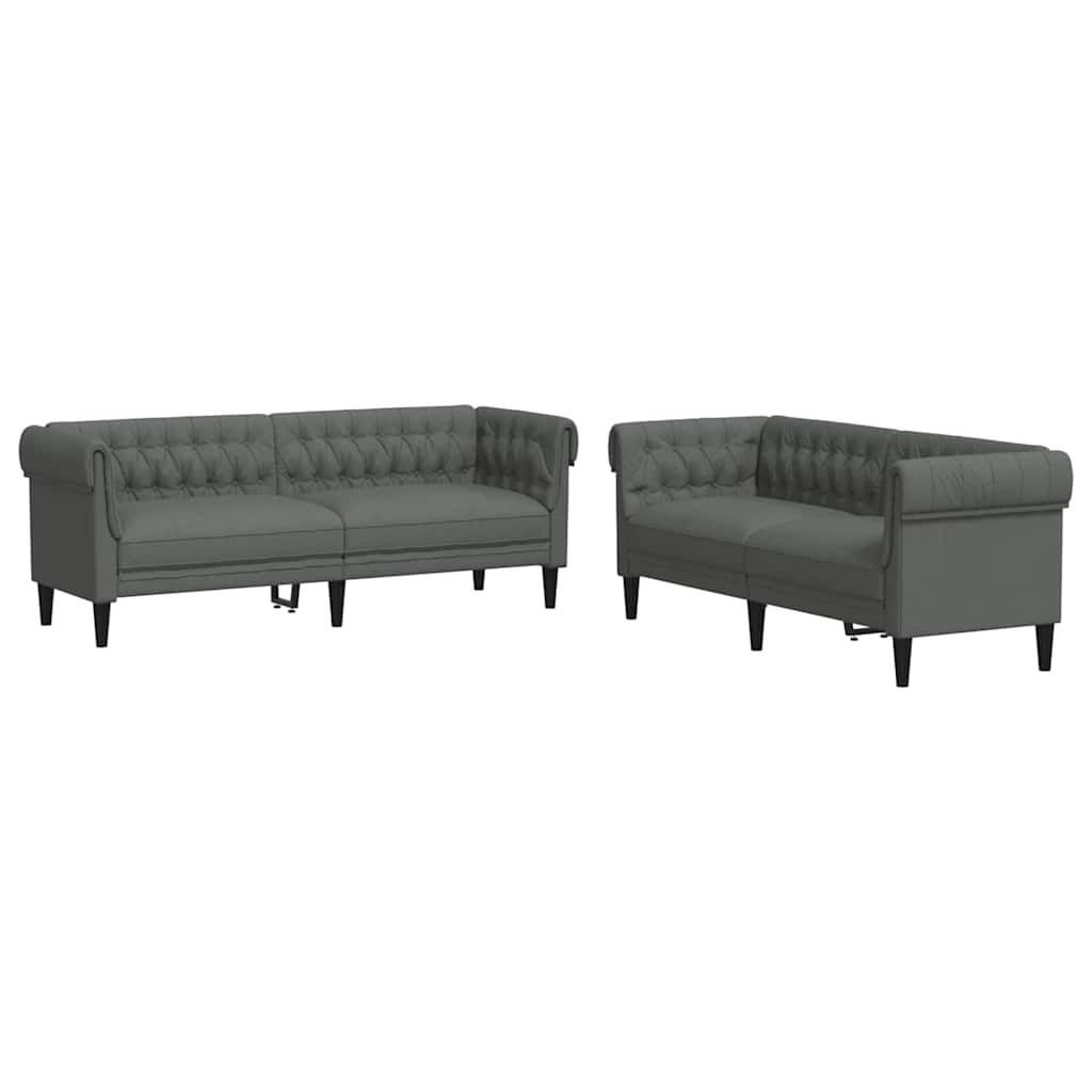 vidaXL Living Room Couch 2 pcs Dark Grey Fabric - 201.5 x 74.5 x 74.5 cm