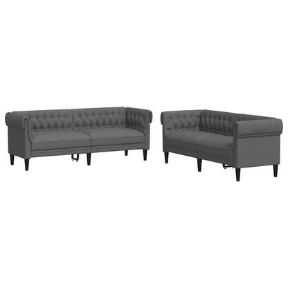 vidaXL Living Room Couch 2 pcs Dark Grey Fabric - 201.5 x 74.5 x 74.5 cm