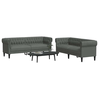 vidaXL Living Room Couch 2 pcs Dark Grey Fabric - 201.5 x 74.5 x 74.5 cm