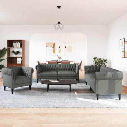 vidaXL Living Room Couch 3 pcs Dark Grey Fabric - 201.5 x 74.5 x 74.5 cm