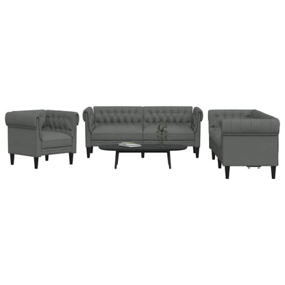 vidaXL Living Room Couch 3 pcs Dark Grey Fabric - 201.5 x 74.5 x 74.5 cm