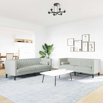 vidaXL Living Room Couch 2 pcs Light Grey Velvet - 194 x 74.5 x 70.5 cm