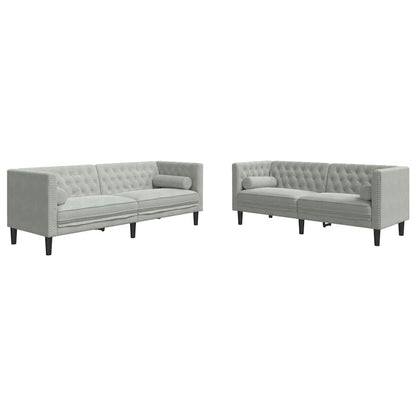vidaXL Living Room Couch 2 pcs Light Grey Velvet - 194 x 74.5 x 70.5 cm