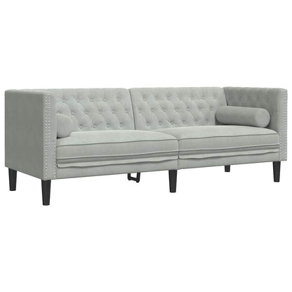 vidaXL Living Room Couch 2 pcs Light Grey Velvet - 194 x 74.5 x 70.5 cm