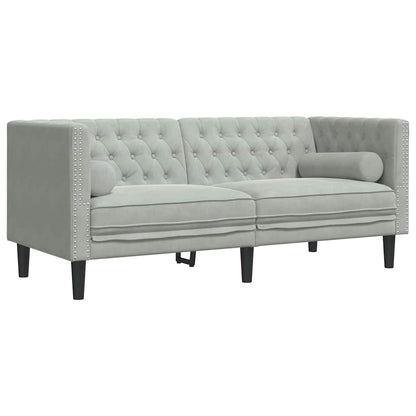vidaXL Living Room Couch 2 pcs Light Grey Velvet - 194 x 74.5 x 70.5 cm