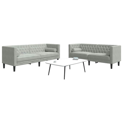 vidaXL Living Room Couch 2 pcs Light Grey Velvet - 194 x 74.5 x 70.5 cm