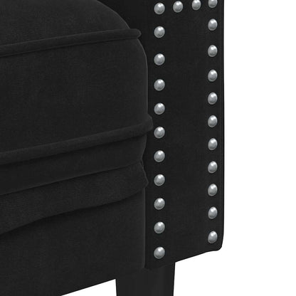 vidaXL Living Room Couch 2 pcs Black Velvet - 194 x 74.5 x 70.5 cm