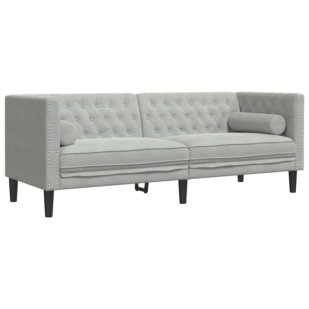 vidaXL Living Room Couch 3 pcs Light Grey Velvet - 194 x 74.5 x 70.5 cm