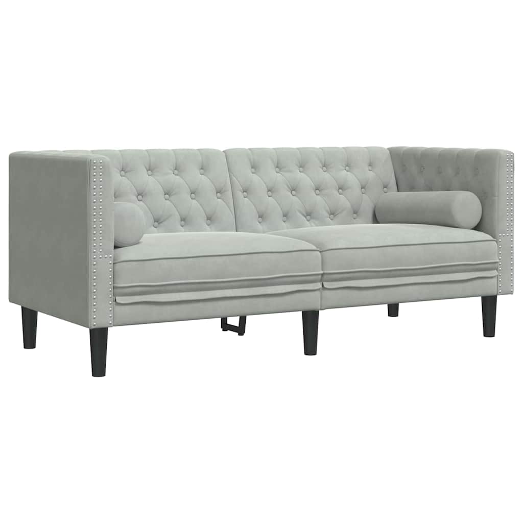 vidaXL Living Room Couch 3 pcs Light Grey Velvet - 194 x 74.5 x 70.5 cm