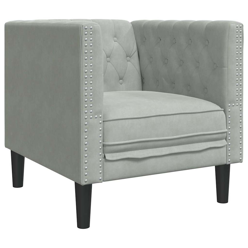 vidaXL Living Room Couch 3 pcs Light Grey Velvet - 194 x 74.5 x 70.5 cm
