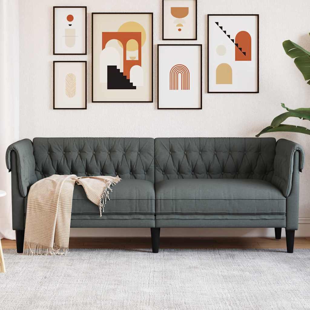 vidaXL Sofa Dark Grey 201.5 x 74.5 x 74.5 cm Polyester