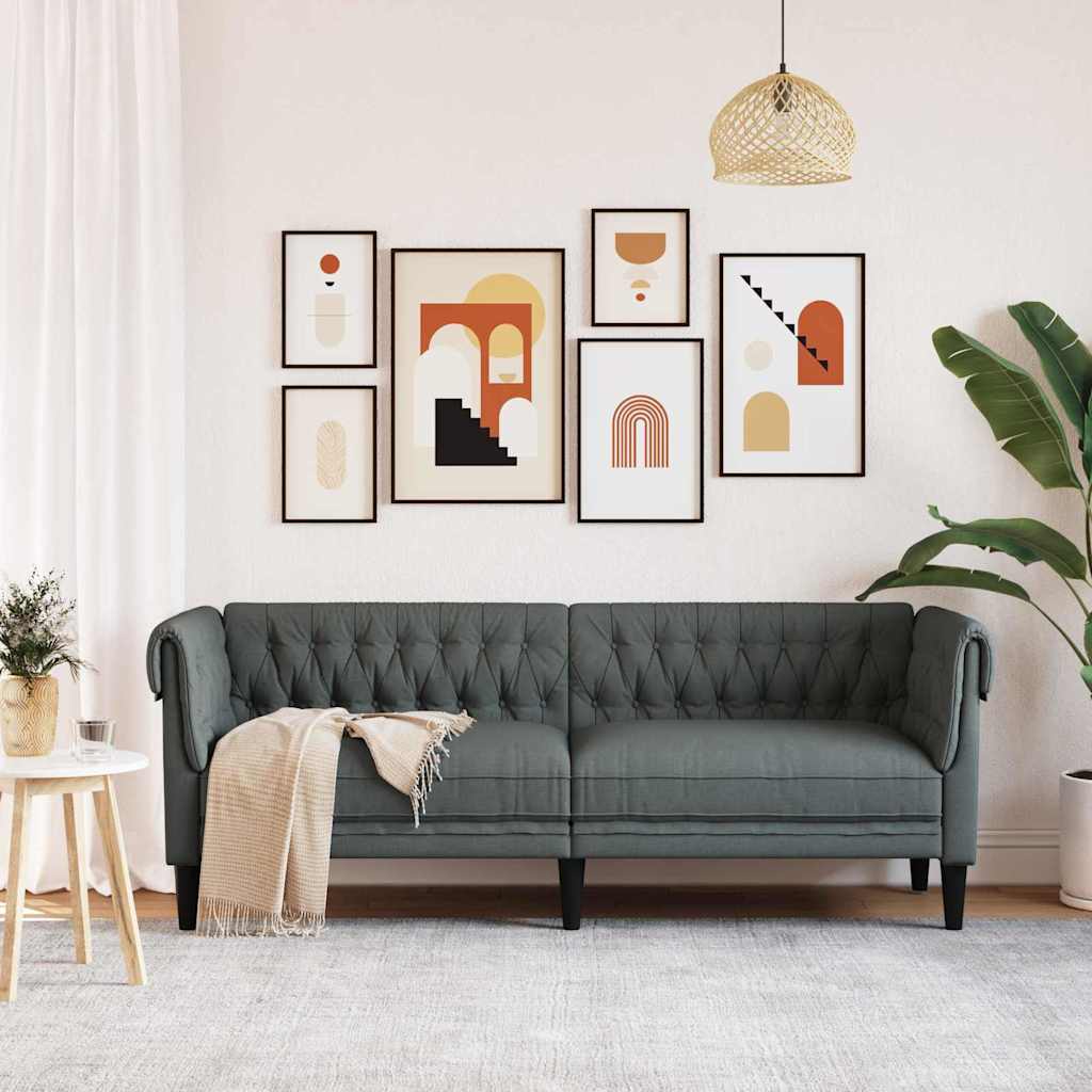 vidaXL Sofa Dark Grey 201.5 x 74.5 x 74.5 cm Polyester