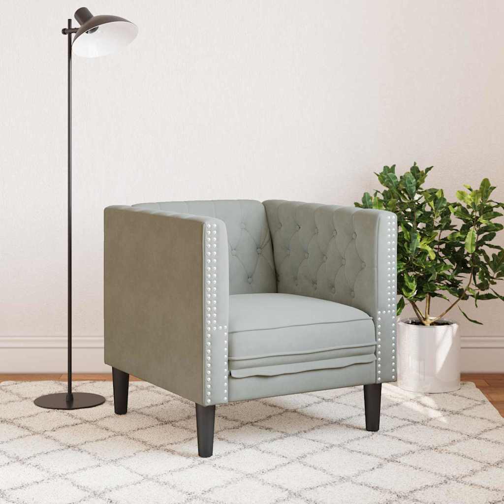 vidaXL Sofa Light Grey 74.5 x 71 x 70.5 cm Velvet