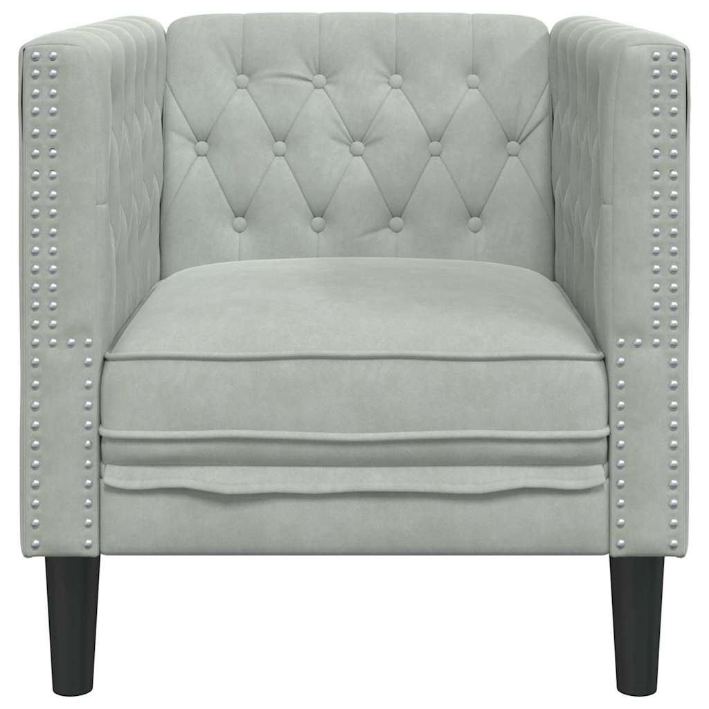 vidaXL Sofa Light Grey 74.5 x 71 x 70.5 cm Velvet